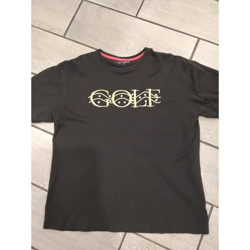 Holly Lane Womens Black Golf Graphic T-Shirt Rhinestone Embellished Short Slv-XL
